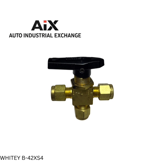 Swagelok Brass 40 Series 3-Way Ball Valve B-42XS4 1/4 in Tube 0.35 Cv