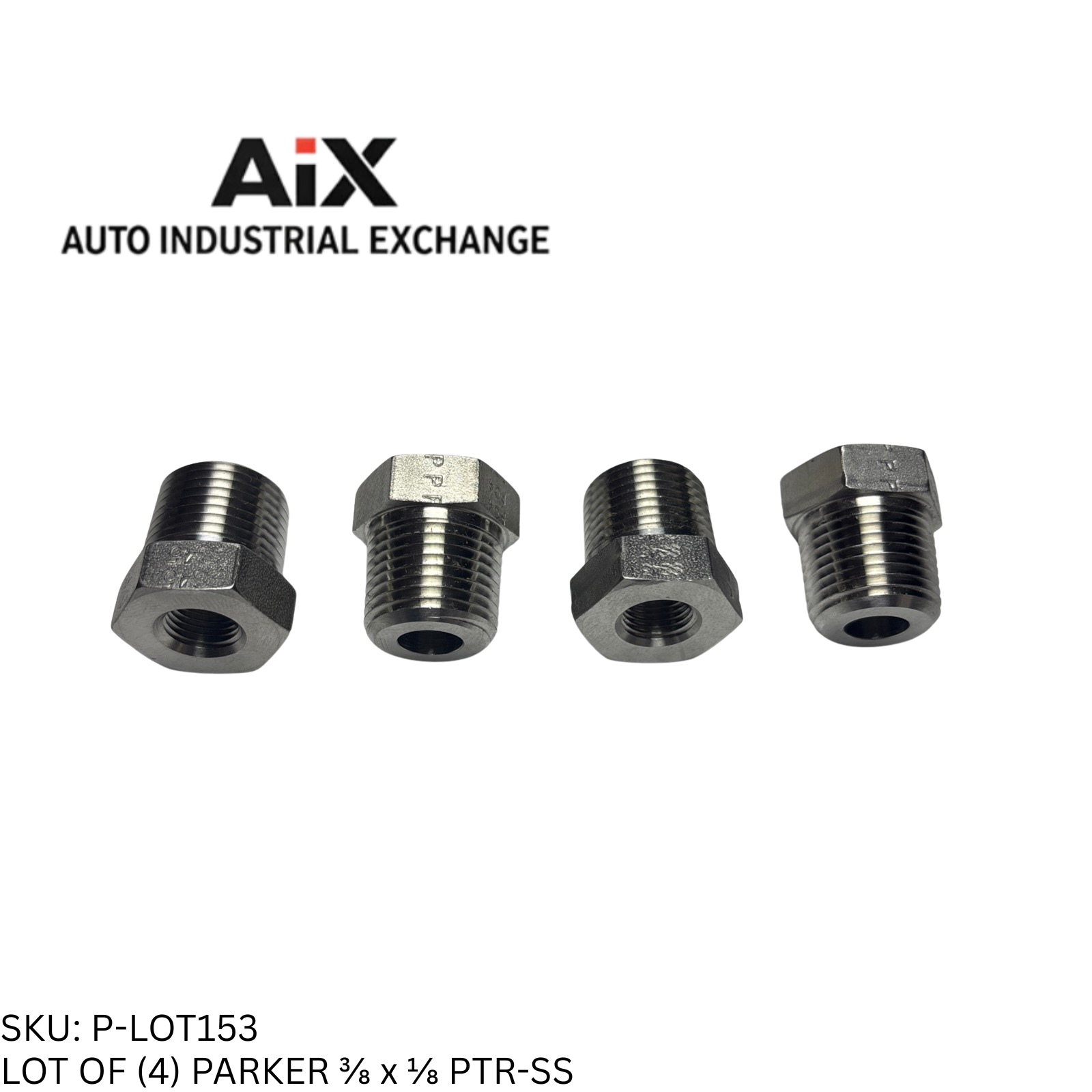 Lot Of (4) Parker 3/8 x 1/8 PTR-SS Pipe Reducer Male NPT x Female NPT Stainless