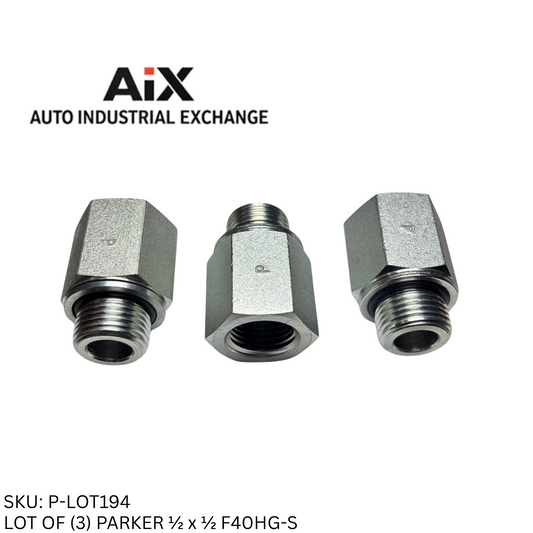 Lot of 3 Parker F40HG-S 1/2 x 1/2 Steel Pipe Adapter Male to NPT 3500 PSI