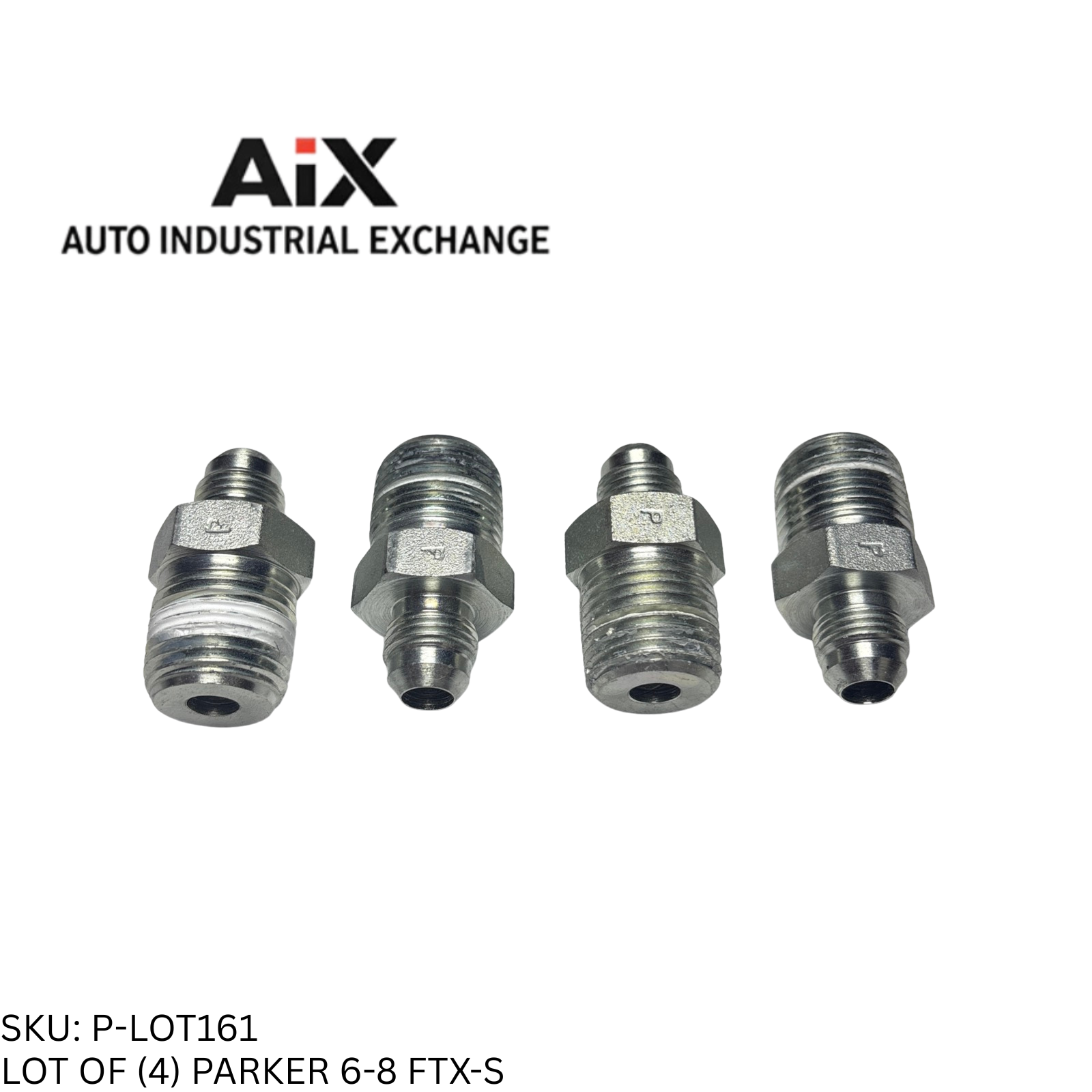 Lot of 4 Parker 6-8 FTX-S Straight Tube Adapter Male 37° Flare to NPT Steel