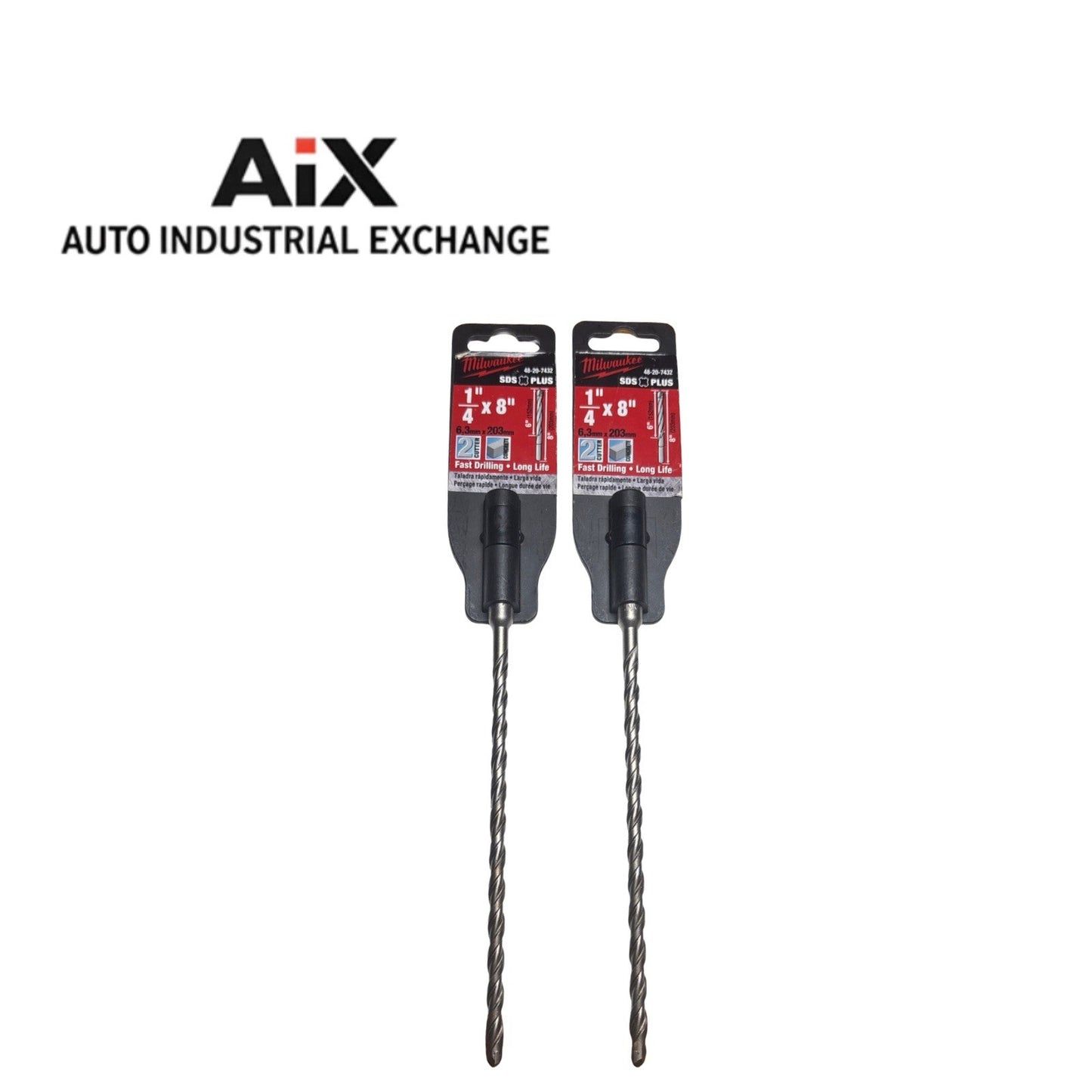 Lot of 2 Milwaukee 48-20-7427 SDS Plus 1/4” x 8” Rotary Hammer Drill Bits New