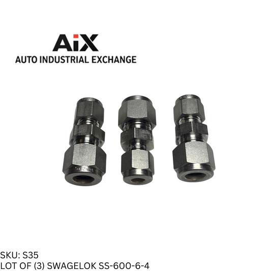Lot of 3 Swagelok SS-600-6-4 Stainless Tube Fitting Reducing Union 3/8" x 1/4"