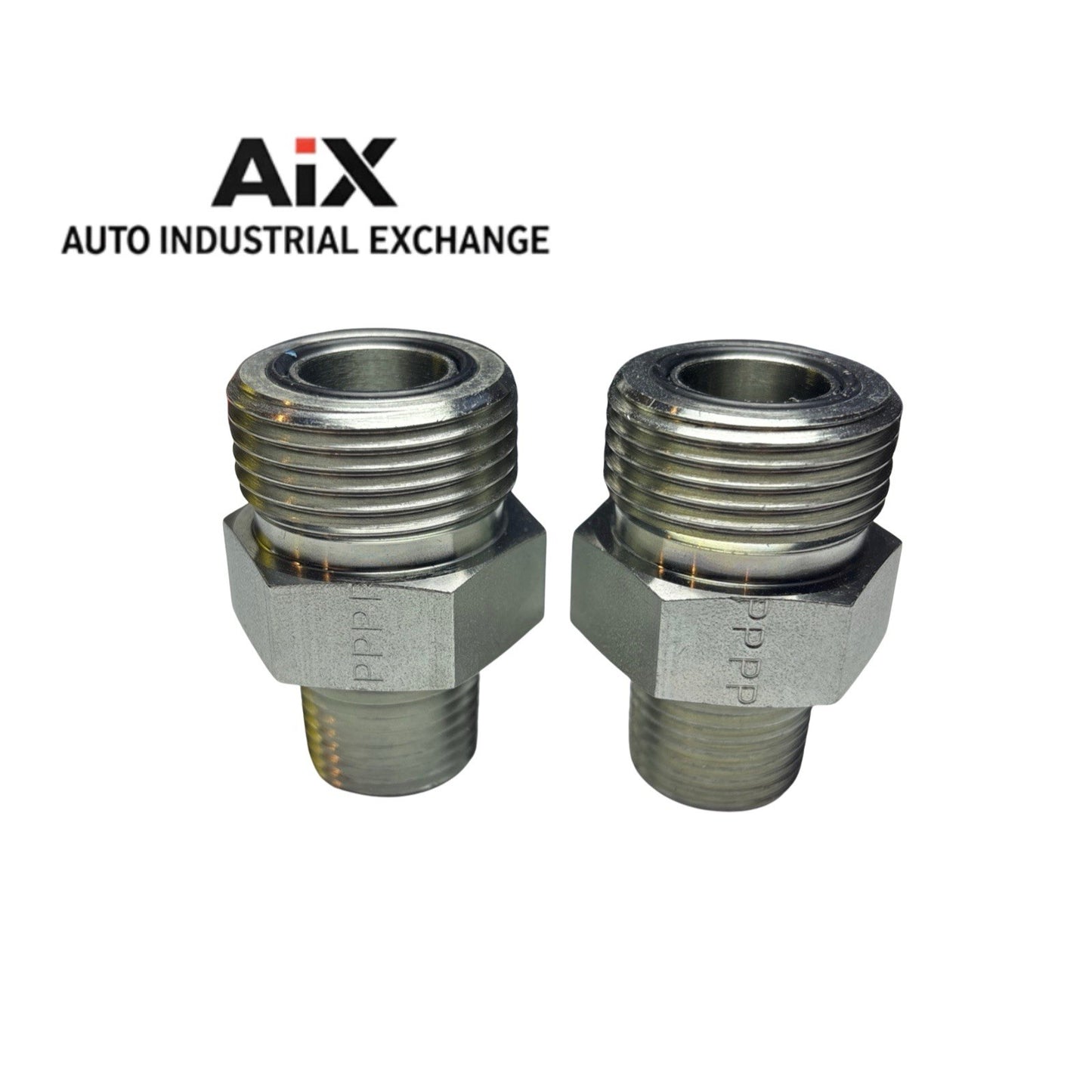 Lot of 2 Parker 12-8 FLO-S ORFS to NPTF Male Pipe Connector 3/4” x 1/2” Steel