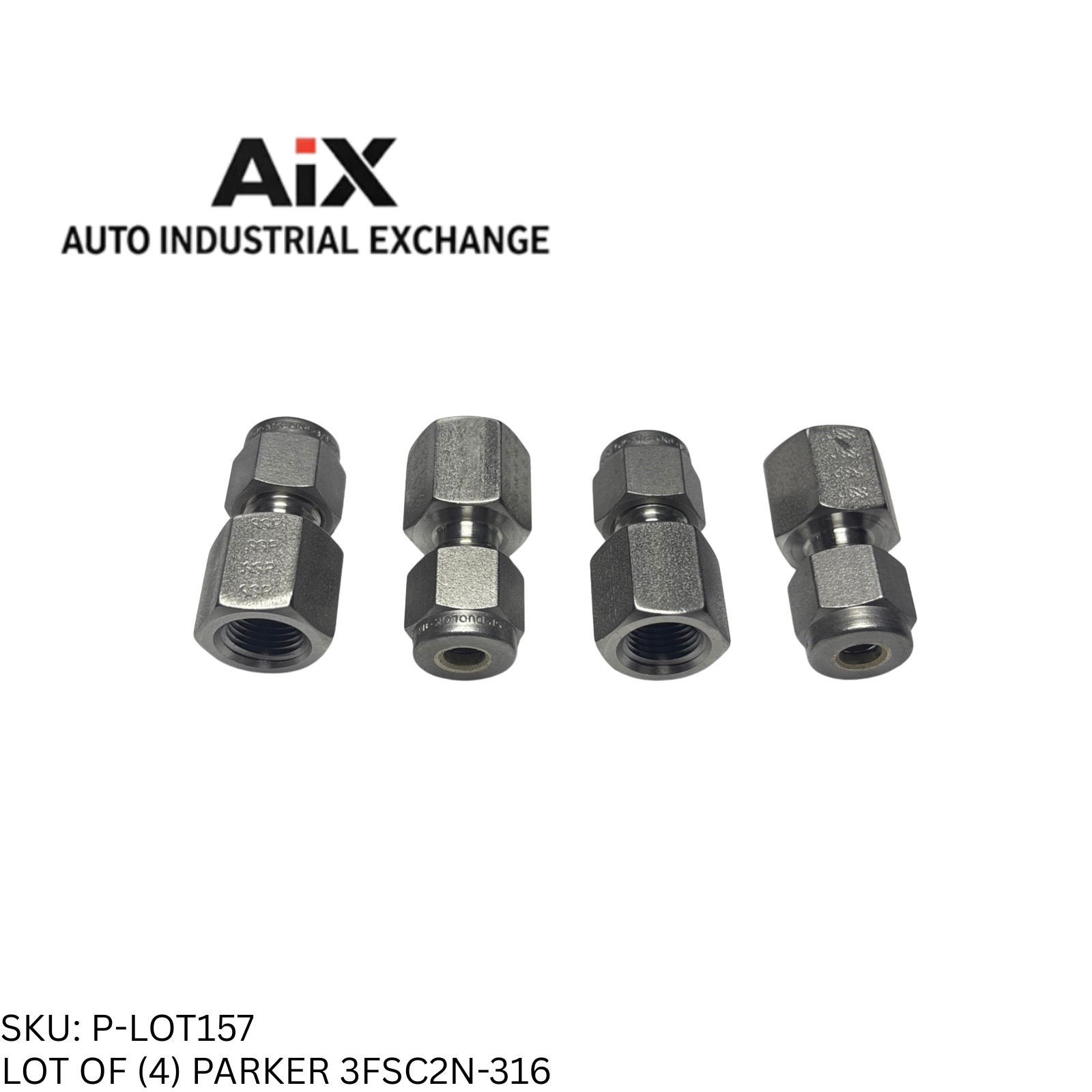 Lot of 4 Parker 3FSC2N-316 A-LOK Female NPT Tube Fittings SS 316 Straight