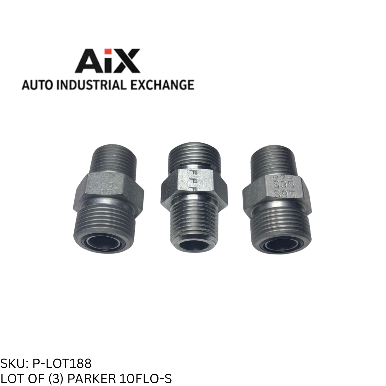 Lot of 3 Parker 10FLO-S Stainless Steel Straight O-Ring Face Seal Fitting