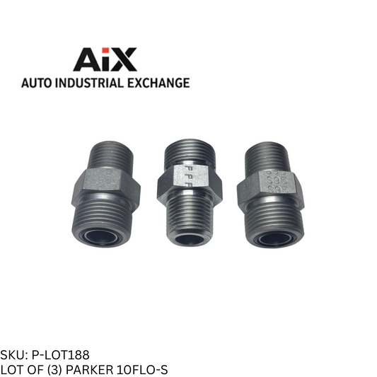 Lot of 3 Parker 10FLO-S Stainless Steel Straight O-Ring Face Seal Fitting