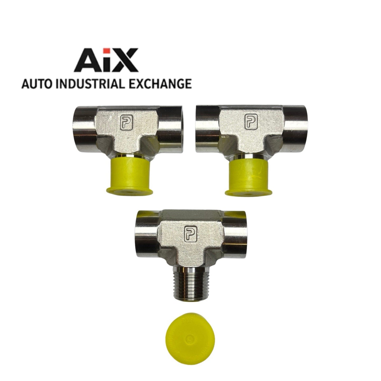 Lot of 3 Parker 1/2 MMS-SS Male Branch Tee Fittings Stainless NPT Pipe Adapter