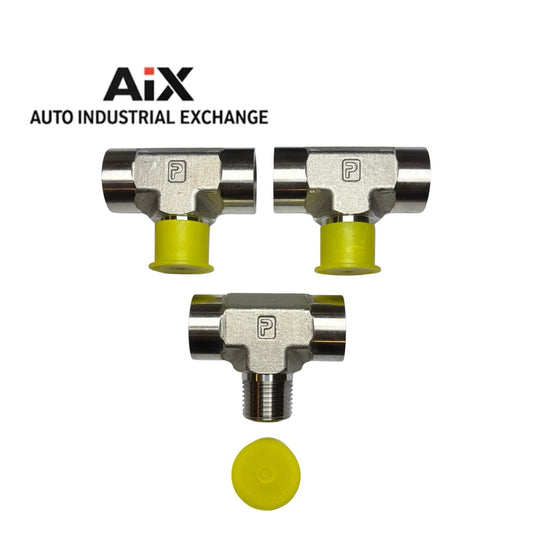 Lot of 3 Parker 1/2 MMS-SS Male Branch Tee Fittings Stainless NPT Pipe Adapter