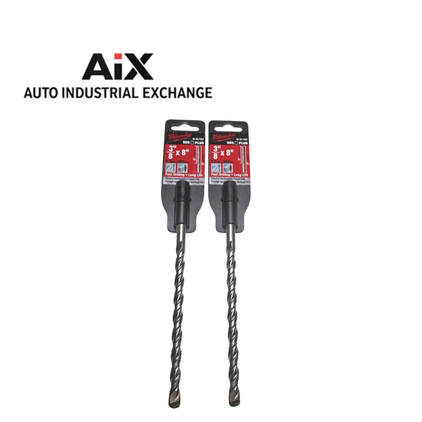 Lot of 2 Milwaukee 48-20-7425 SDS Plus 3/8” x 8” Rotary Hammer Drill Bits New