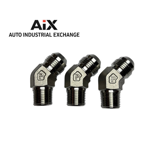 Lot of 3 Parker 8 VTX-SS 45° Elbow 1/2” Flare x 3/8” NPT Triple-Lok Fittings