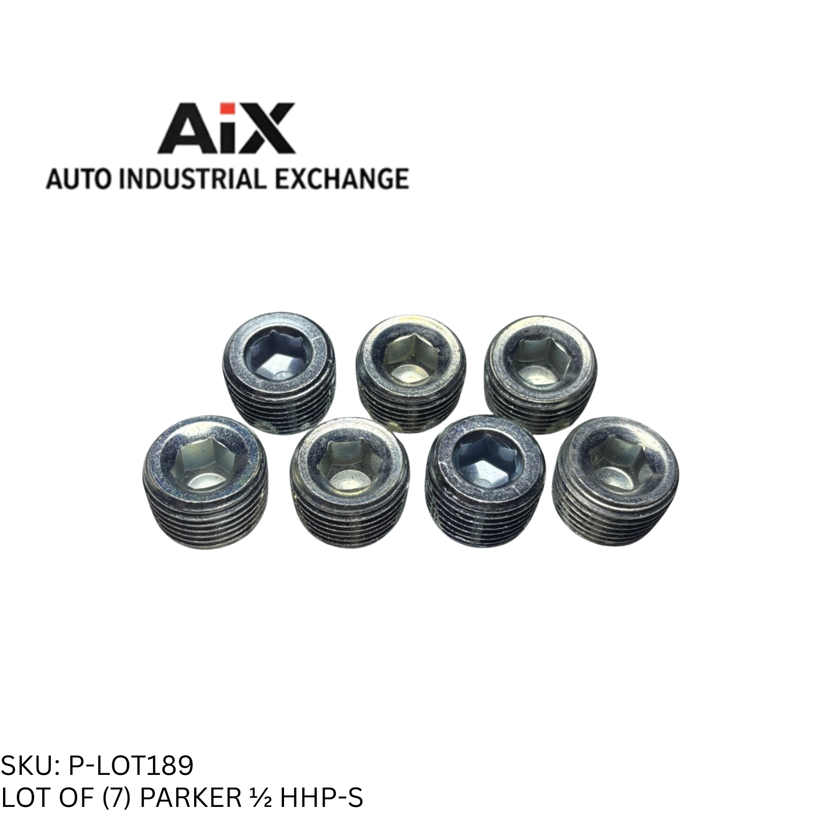 Lot of 7 Parker 1/2 HHP-S Steel Hollow Hex Plug Male NPT Pipe Fitting 6000 PSI