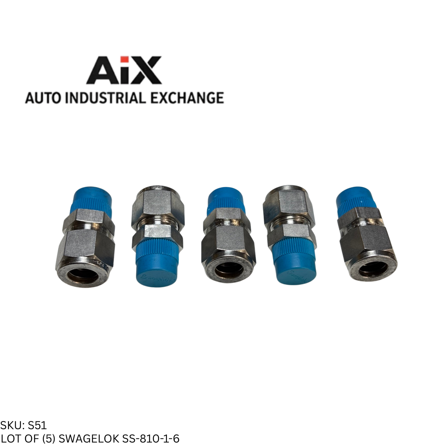 Lot of 5 Swagelok SS-810-1-6 Stainless Steel Male Connector 1/2 x 3/8 in.