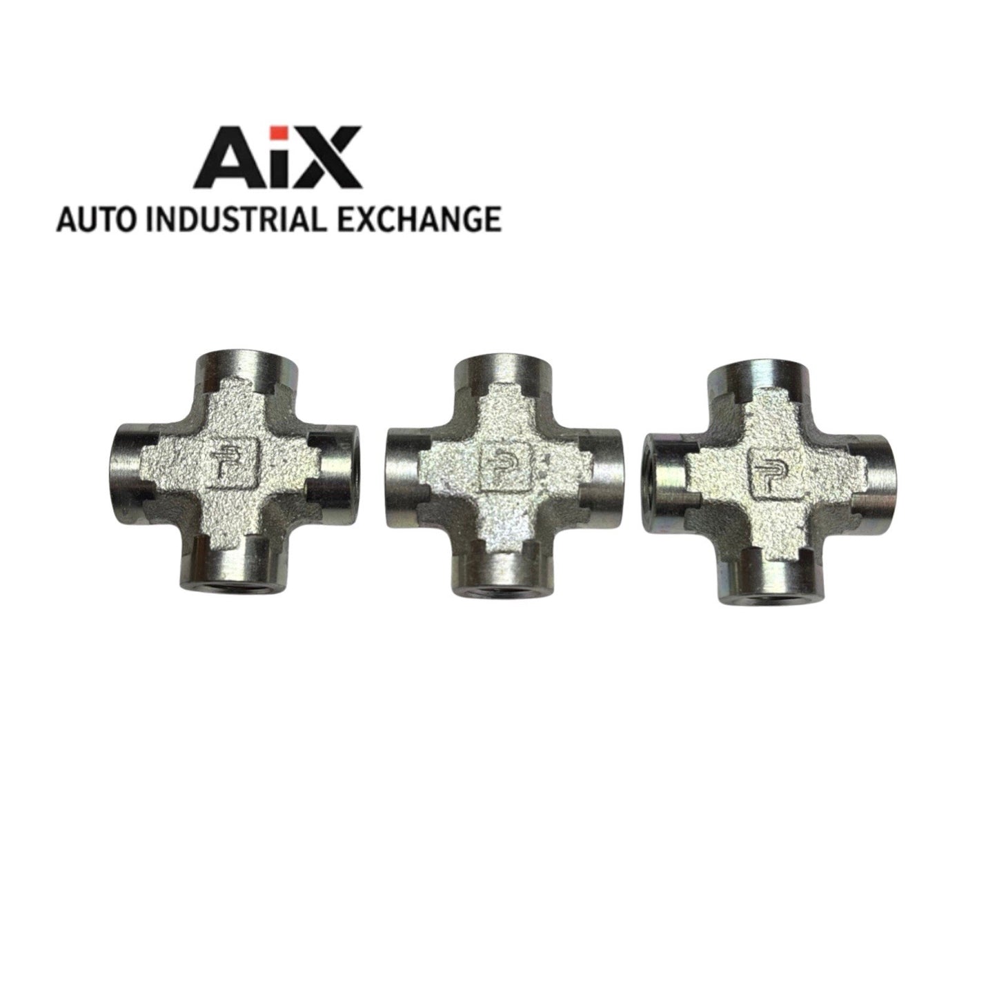 Lot of 3 Parker 1/4” KMM00-S Pipe Cross Fittings Female NPT Steel 5000 PSI