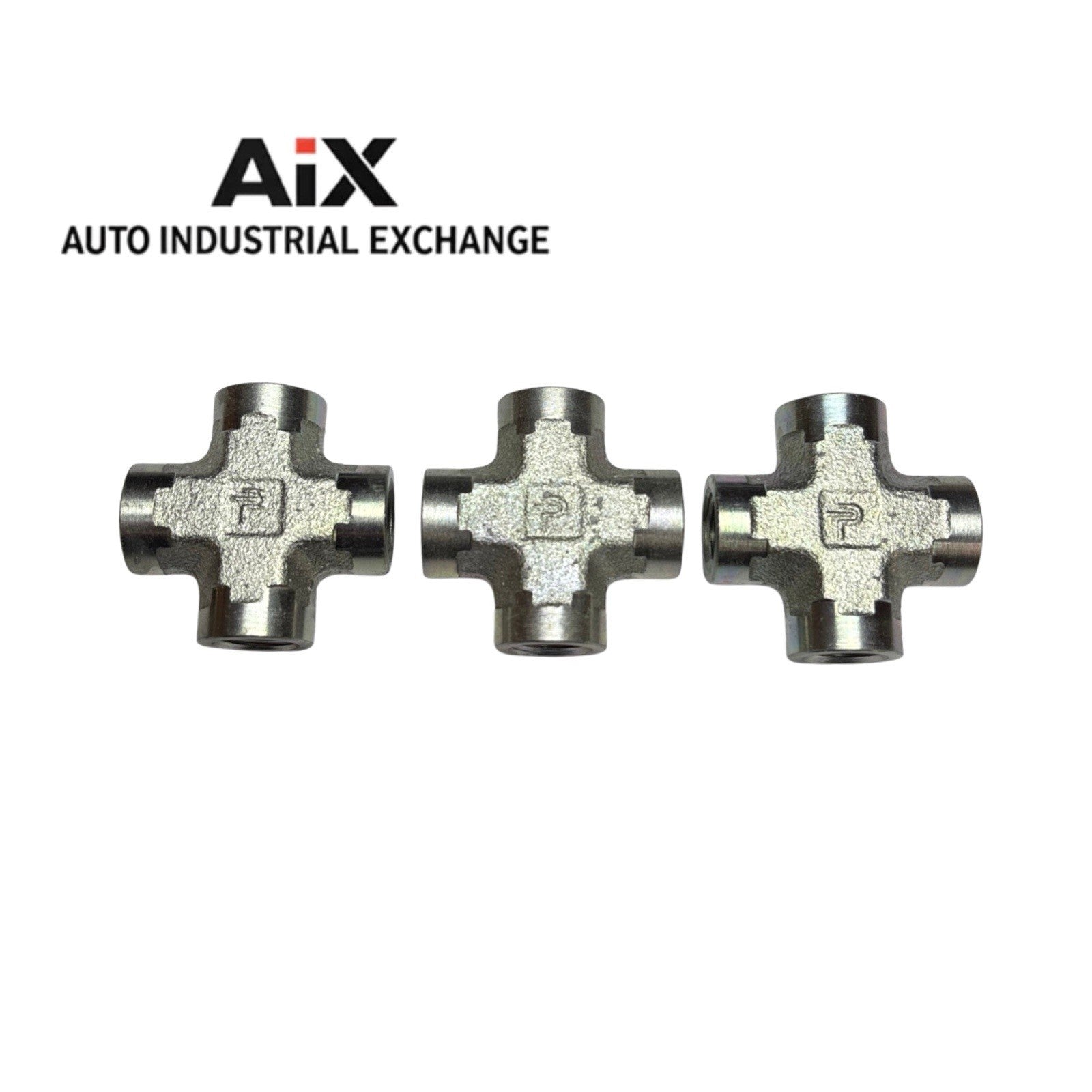 Lot of 3 Parker 1/4” KMM00-S Pipe Cross Fittings Female NPT Steel 5000 PSI