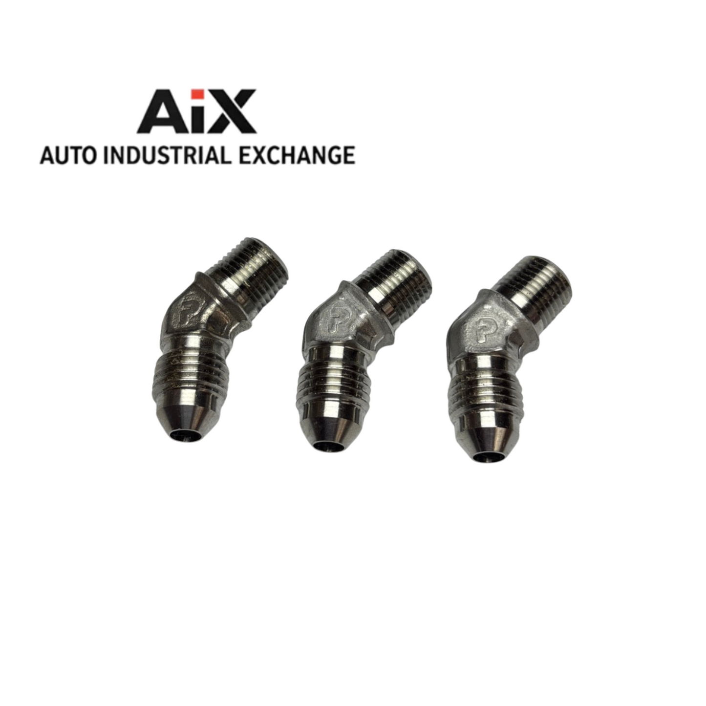 Lot of 3 Parker 4 VTX-SS 6000 PSI Stainless 45° Elbow Flare x NPT Fittings