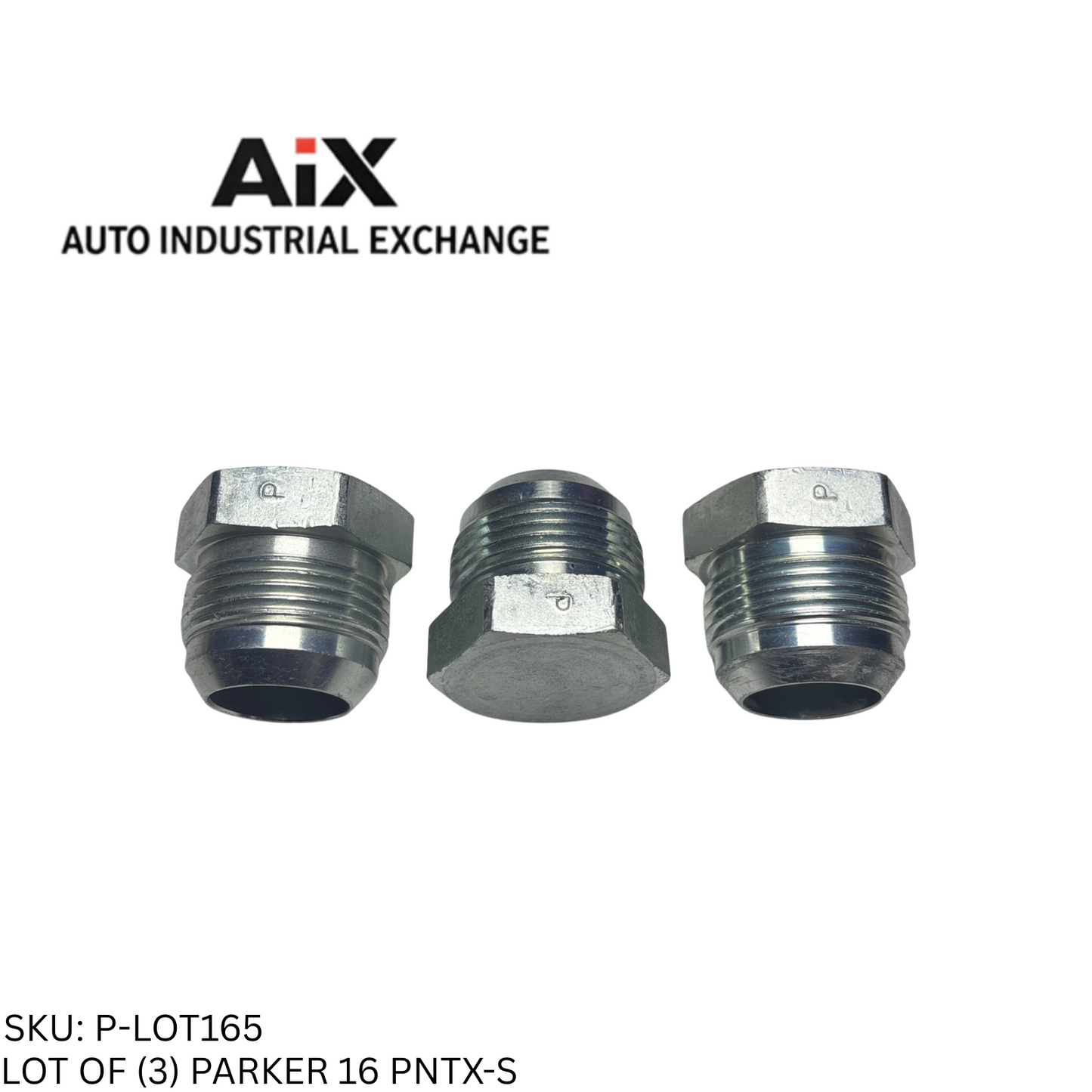 Lot of 3 Parker 16 PNTX-S Steel 37° Flare Plug – SAE J514, 1" Tube OD 4500 PSI