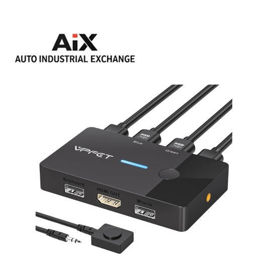 HDMI KVM Switch 2 Port 4K@60Hz For 2 PC 1 Monitor Keyboard Mouse Plug & Play