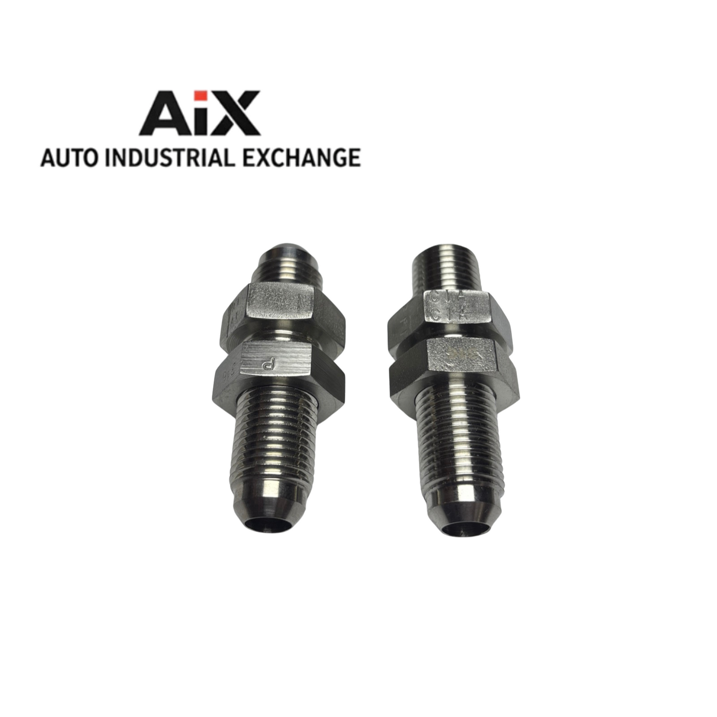 Lot of 2 Parker 6 WFTX-WLN-SS 37° Flare Bulkhead to NPT Steel Fittings 6000 PSI