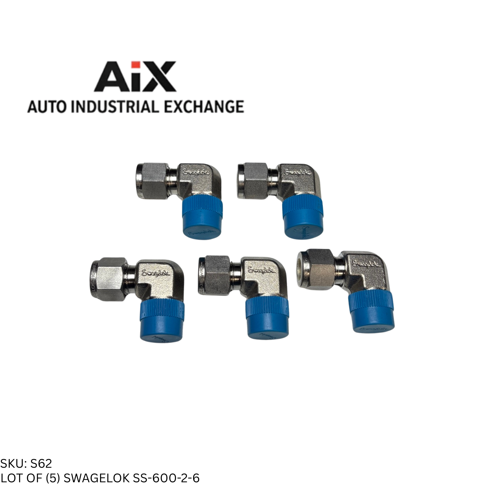 Lot of 5 Swagelok SS-600-2-6 Stainless Steel Male Elbow Fitting 3/8 x 3/8 NPT