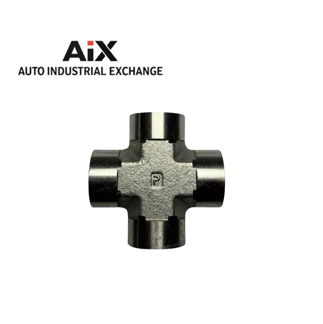 Lot of 2 Parker 1/2 KMM00-S NPT Pipe Fitting Cross 1/2-14 Female Steel 3000 PSI