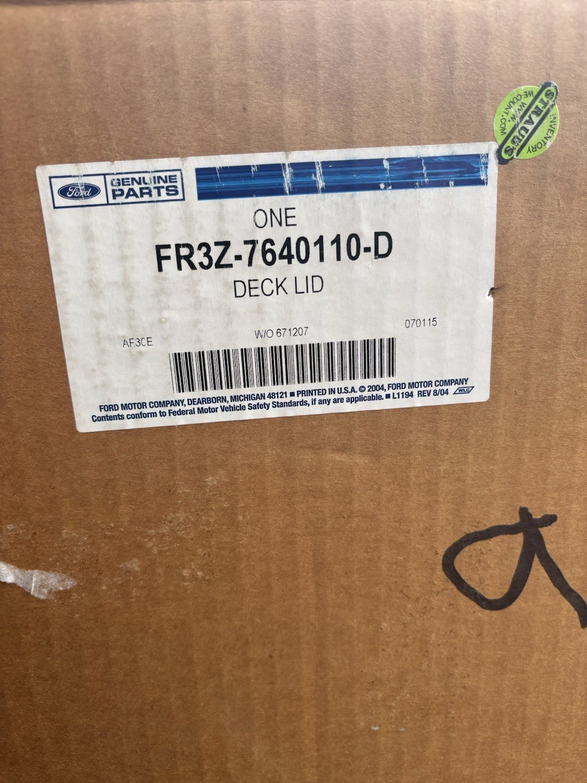 Ford FR3Z-7640110-D Trunk Lid – OEM Genuine Factory Primed New