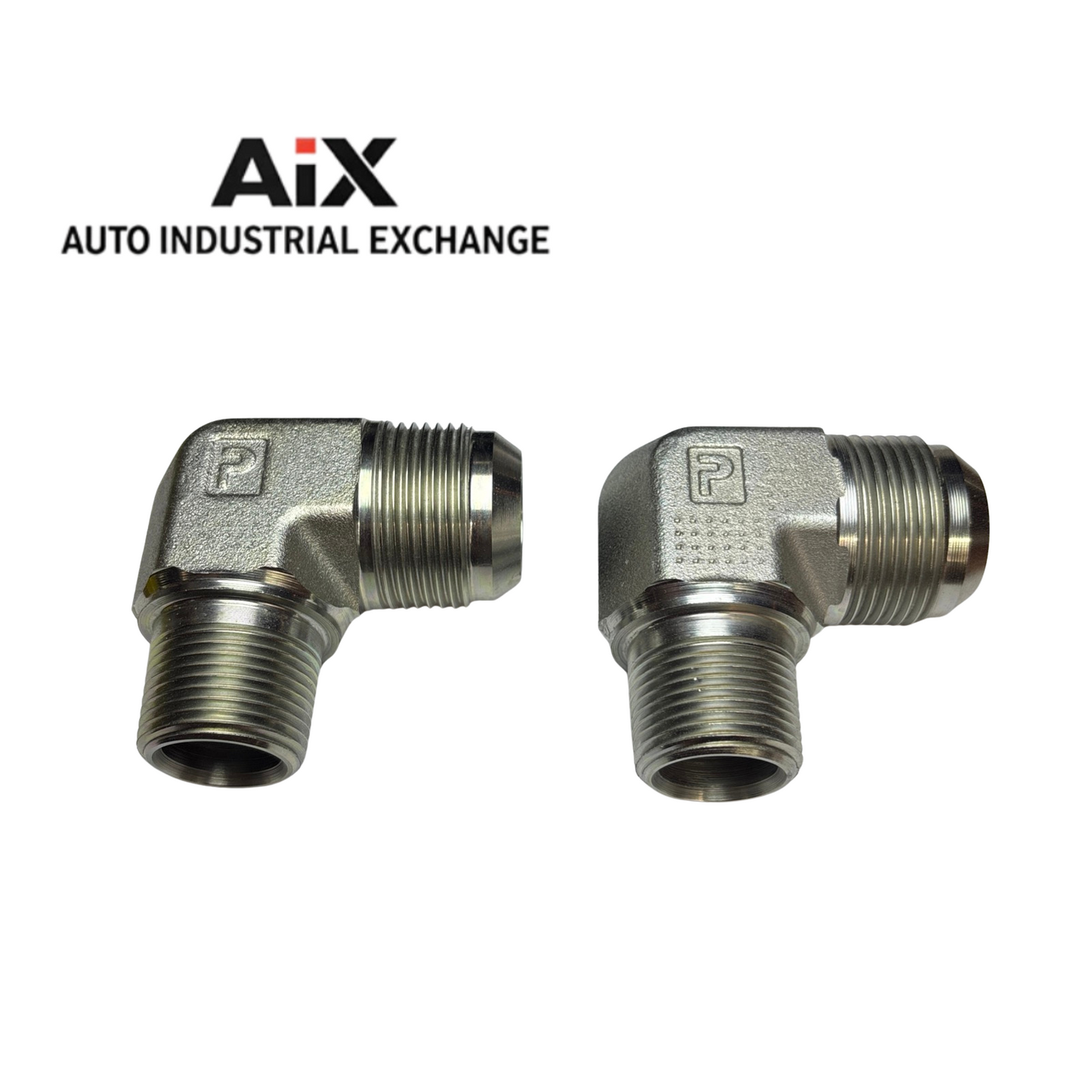 Lot of 2 Parker 16-12CTX-S 4000 PSI Steel 90° Elbow 37° Flare x Male NPT