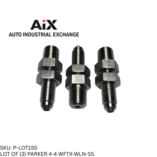 Lot of 3 Parker 4-4 WFTX-WLN-SS Stainless Steel Hydraulic Tube Fittings