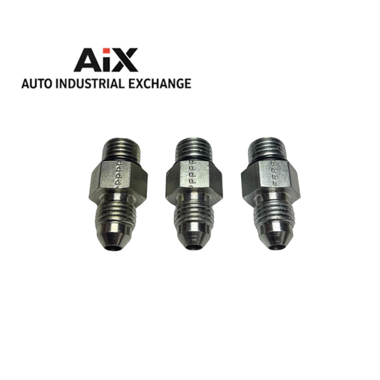Lot of 3 Parker 4 F50X-S Steel Adapters 1/4 Male Flare x 7/16 SAE-ORB Steel