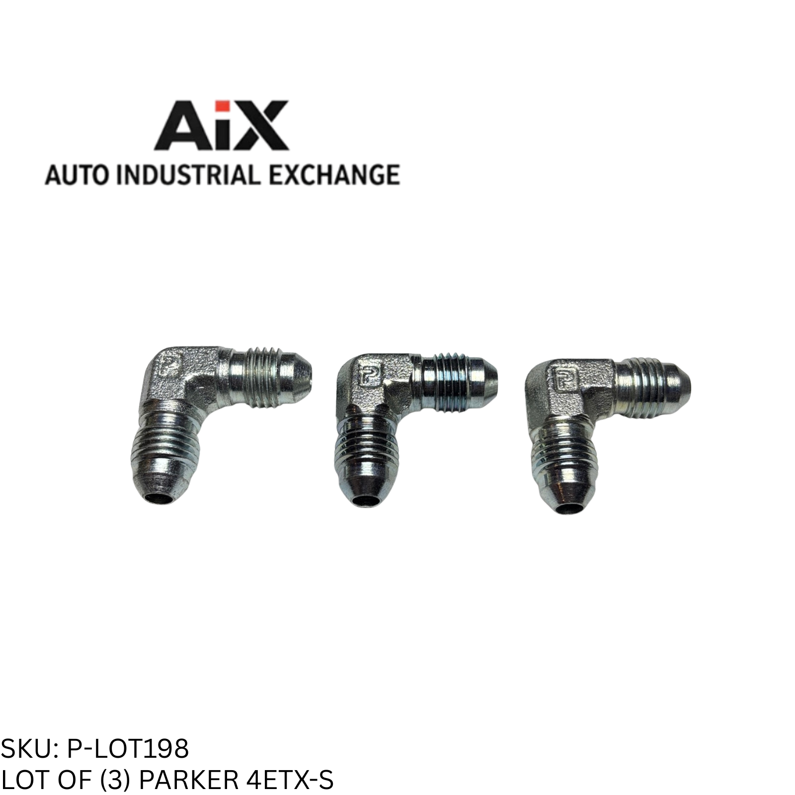 Lot of 3 Parker 4ETX-S 90° Steel Elbow Male 37° Flare Tube to Tube 7500 PSI