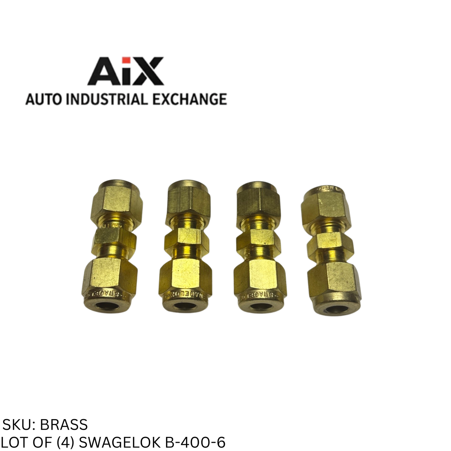 Lot of 4 Swagelok B-400-6 Brass Tube Union Fitting 1/4in OD