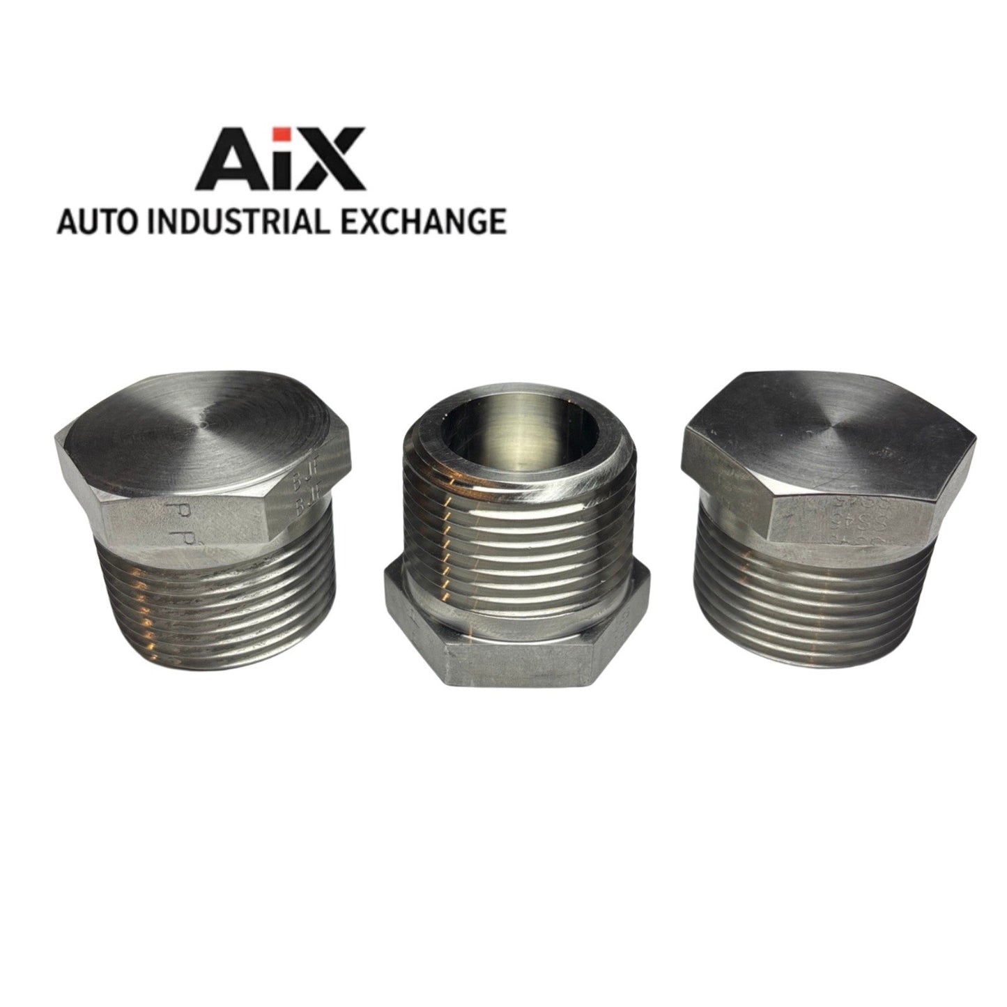 Lot of 3 Parker 1 HP-SS Stainless 1” NPT Hex Head Pipe Plug – 5400 PSI – USA