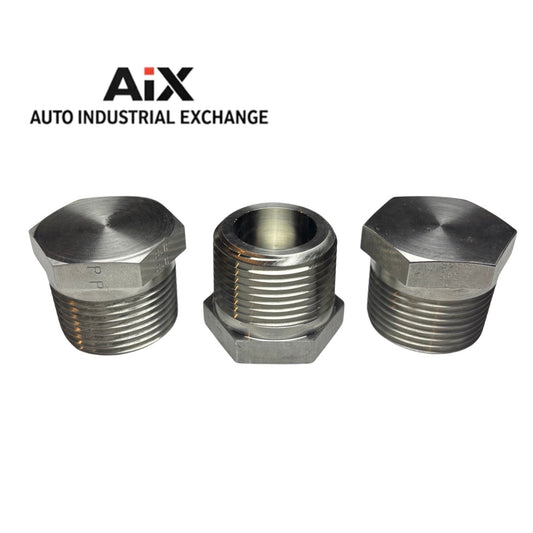 Lot of 3 Parker 1 HP-SS Stainless 1” NPT Hex Head Pipe Plug – 5400 PSI – USA