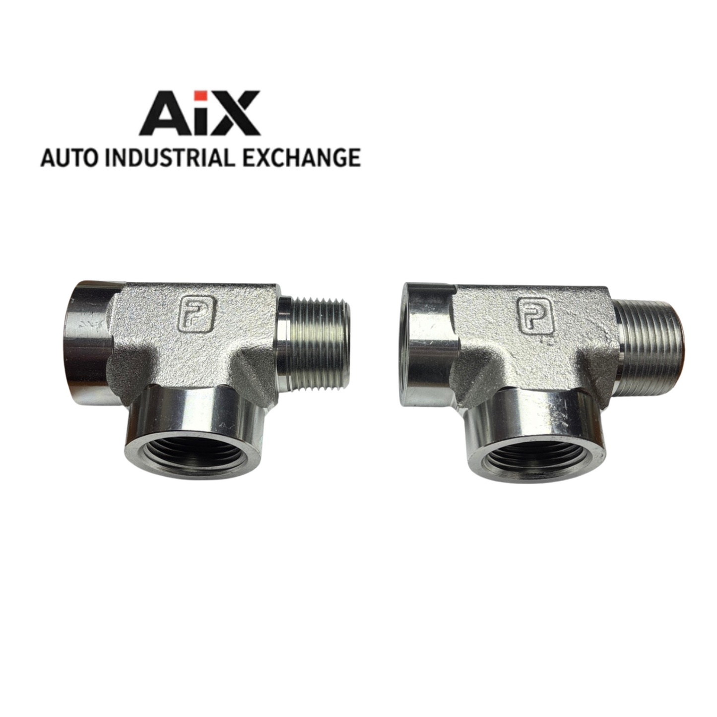 Lot of 2 Parker 1MRO-S Tee Pipe Fittings 1-11 1/2 Male NPT 1800 PSI