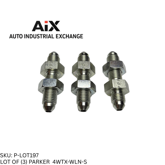 Lot of 3 Parker 4WTX-WLN-S Steel Straight Bulkhead 37° Flare Tube 7500 PSI