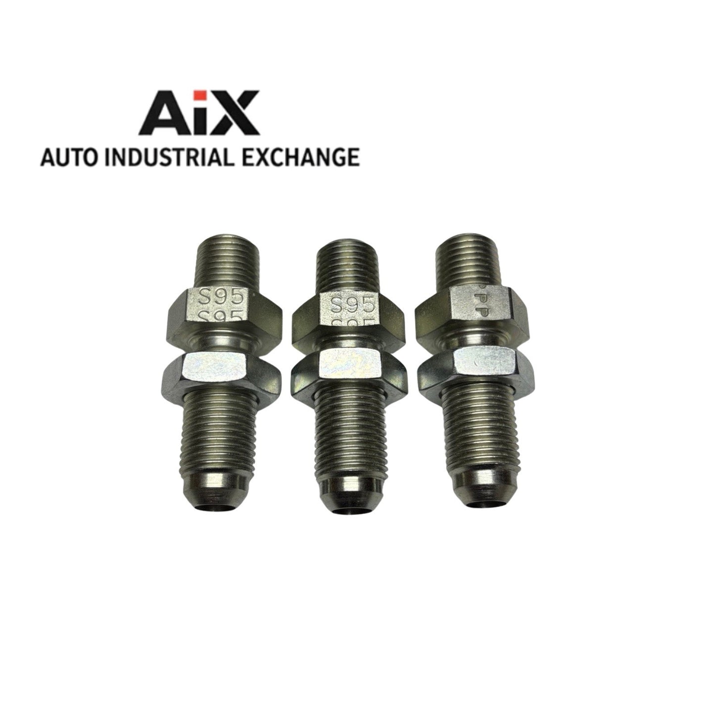 Lot of 3 Parker 6-6 WFTX-WLN-S 3/8” Flare x 3/8” NPT Steel Bulkhead Adapters