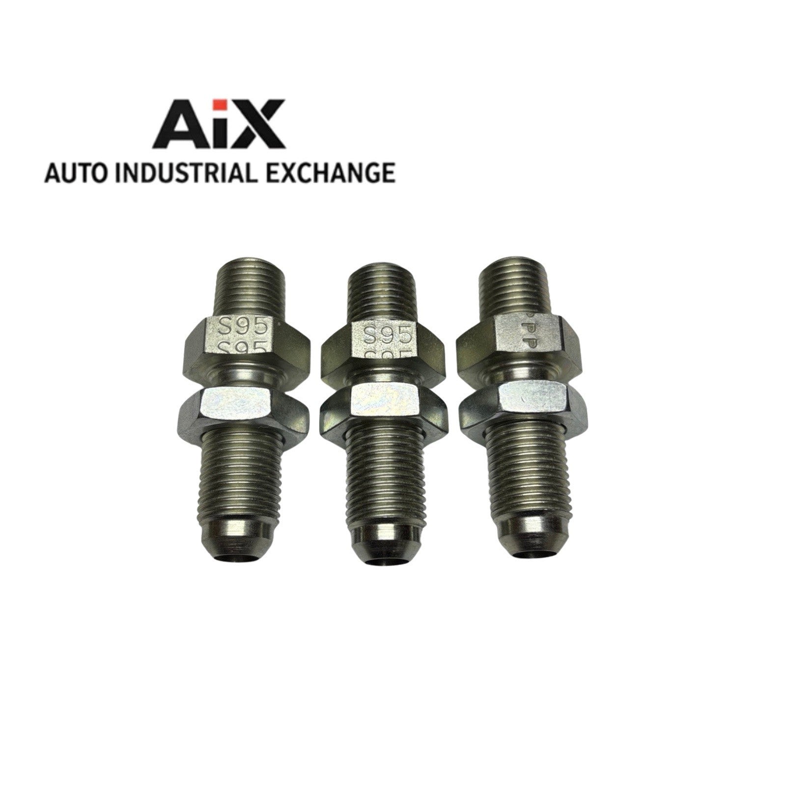 Lot of 3 Parker 6-6 WFTX-WLN-S 3/8” Flare x 3/8” NPT Steel Bulkhead Adapters