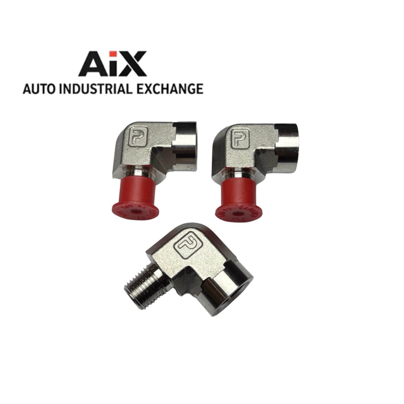 Lot of 3 Parker 1/4 x 3/8 CD-SS 90° Elbow NPT Pipe Fittings Stainless Steel