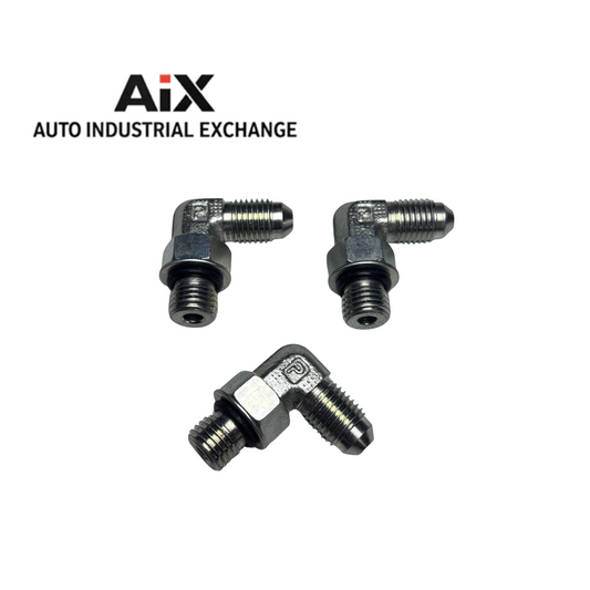 Lot of 3 Parker 4C50X-S 6000 PSI Hydraulic 90° Elbow Steel Flare to SAE-ORB