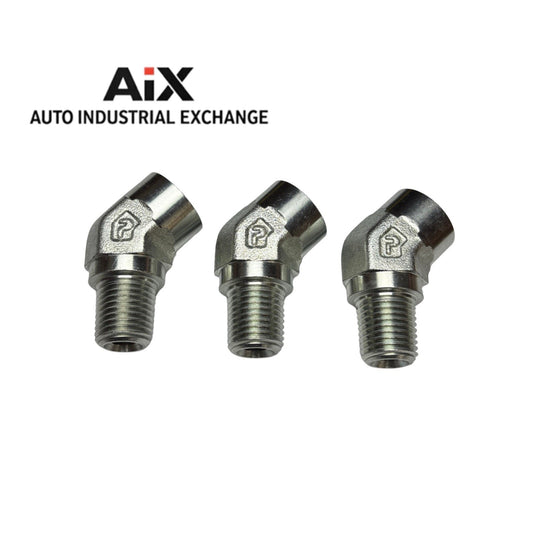 Lot of 3 Parker 1/4 CD45-S 45° NPT Elbow Pipe Fittings Steel | Swagelok SSP Alt