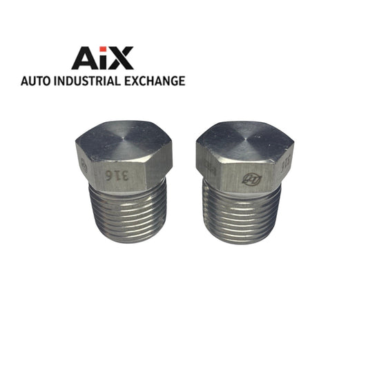 Lot of 2 Brennan 1/2” NPT Stainless Hex Head Plugs – Parker 1/2 HP-SS Equivalent