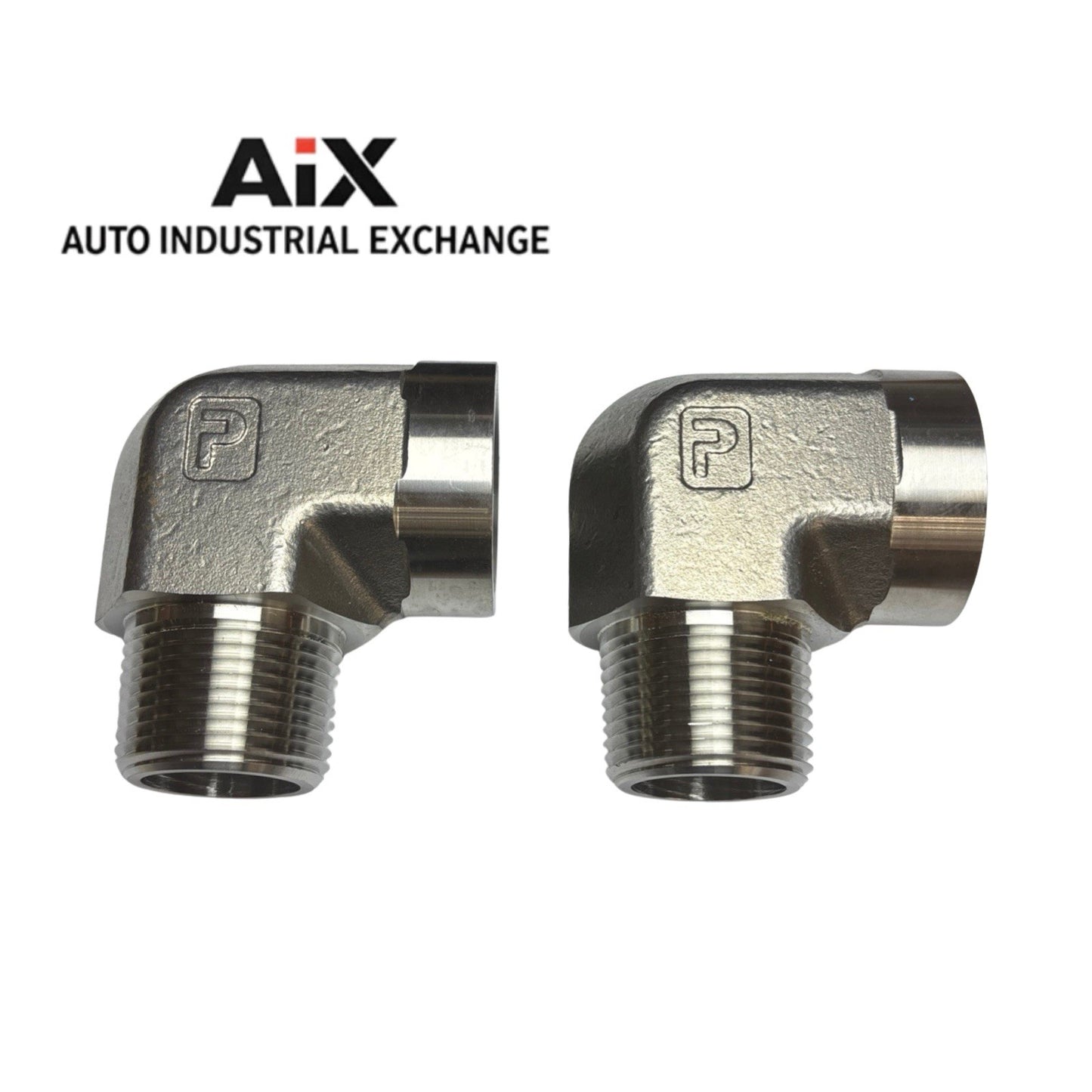 Lot of 2 Parker 1 CD-SS 90° Elbow NPT Pipe Fittings 1” Male x 1” Female SS