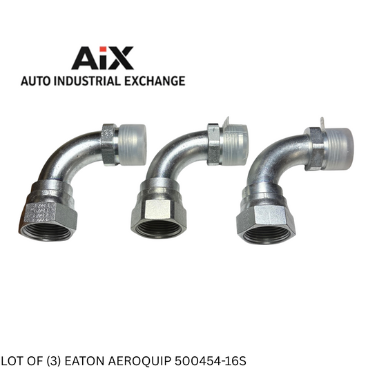 Lot of 3 Eaton Aeroquip 500454-16S Steel 37° JIC 90° Flare Elbow Adapter