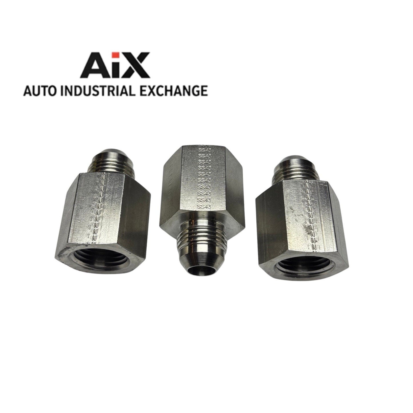 Lot of 3 Parker 8-8 GTX-SS JIC to NPT Adapters 1/2 Flare x 1/2 NPT SS 5000 PSI