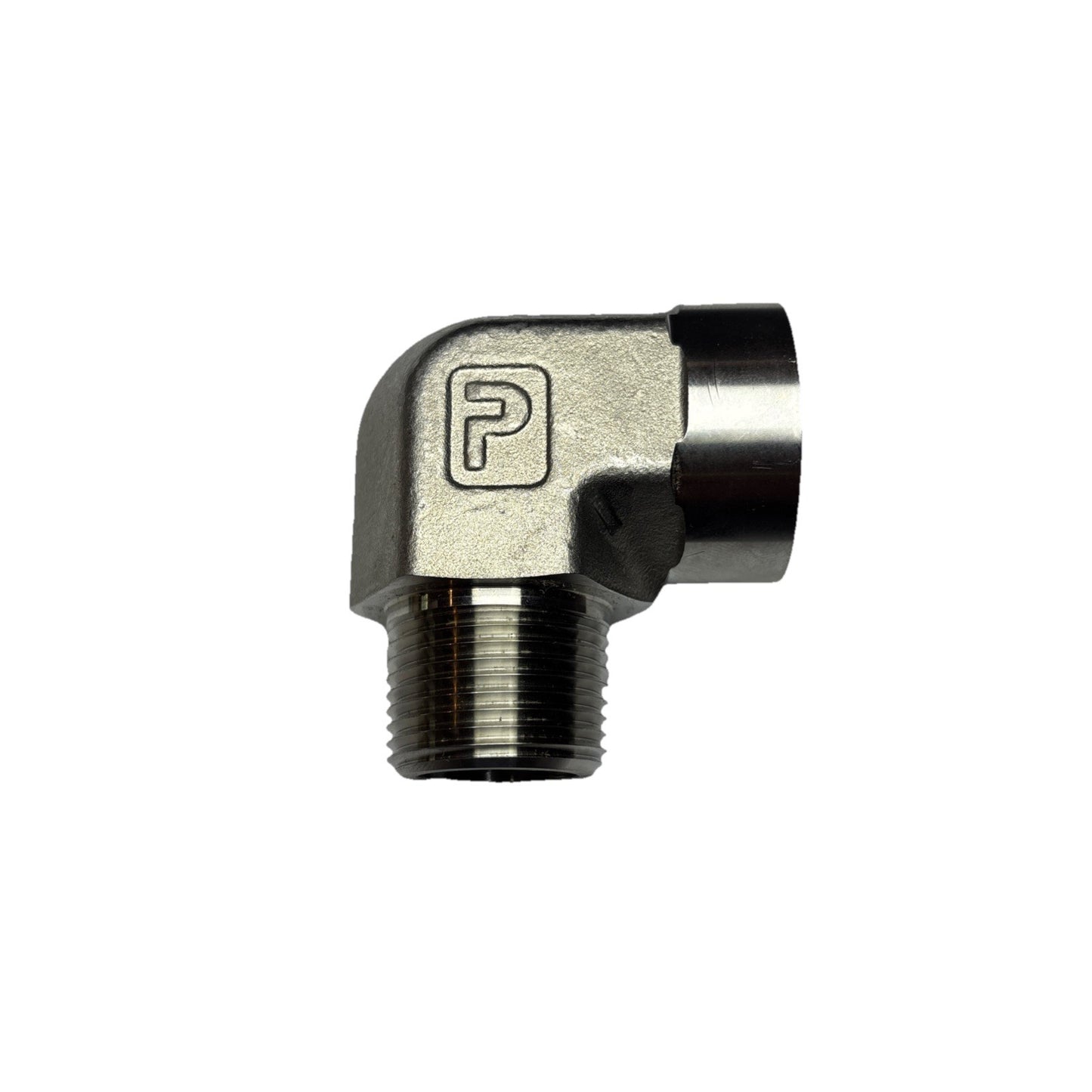 Parker 3/4 x 1/2 CD-SS 90° Elbow Adapter NPTF Male x Female Stainless Steel