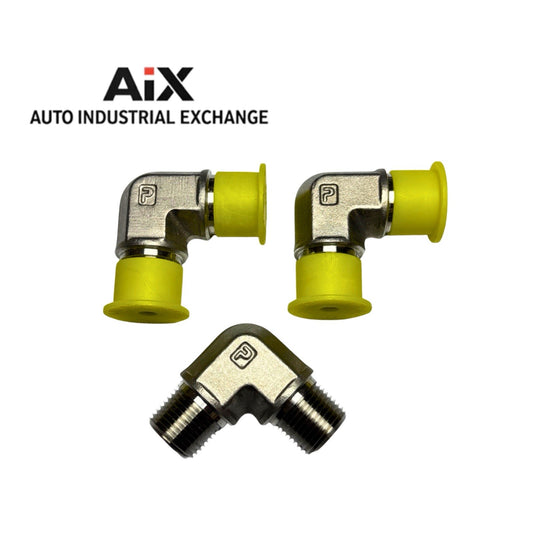 Lot of 3 Parker 3/8 CR-SS 90° NPT Elbow Pipe Adapters Stainless Steel Fittings