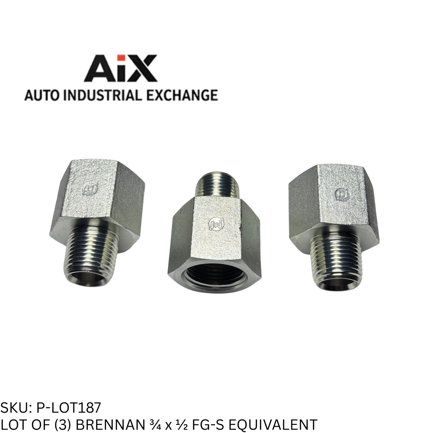 Lot of 3 Brennan 3/4 x 1/2 FG-S Pipe Fitting Female NPT/NPTF to Male NPT/NPTF