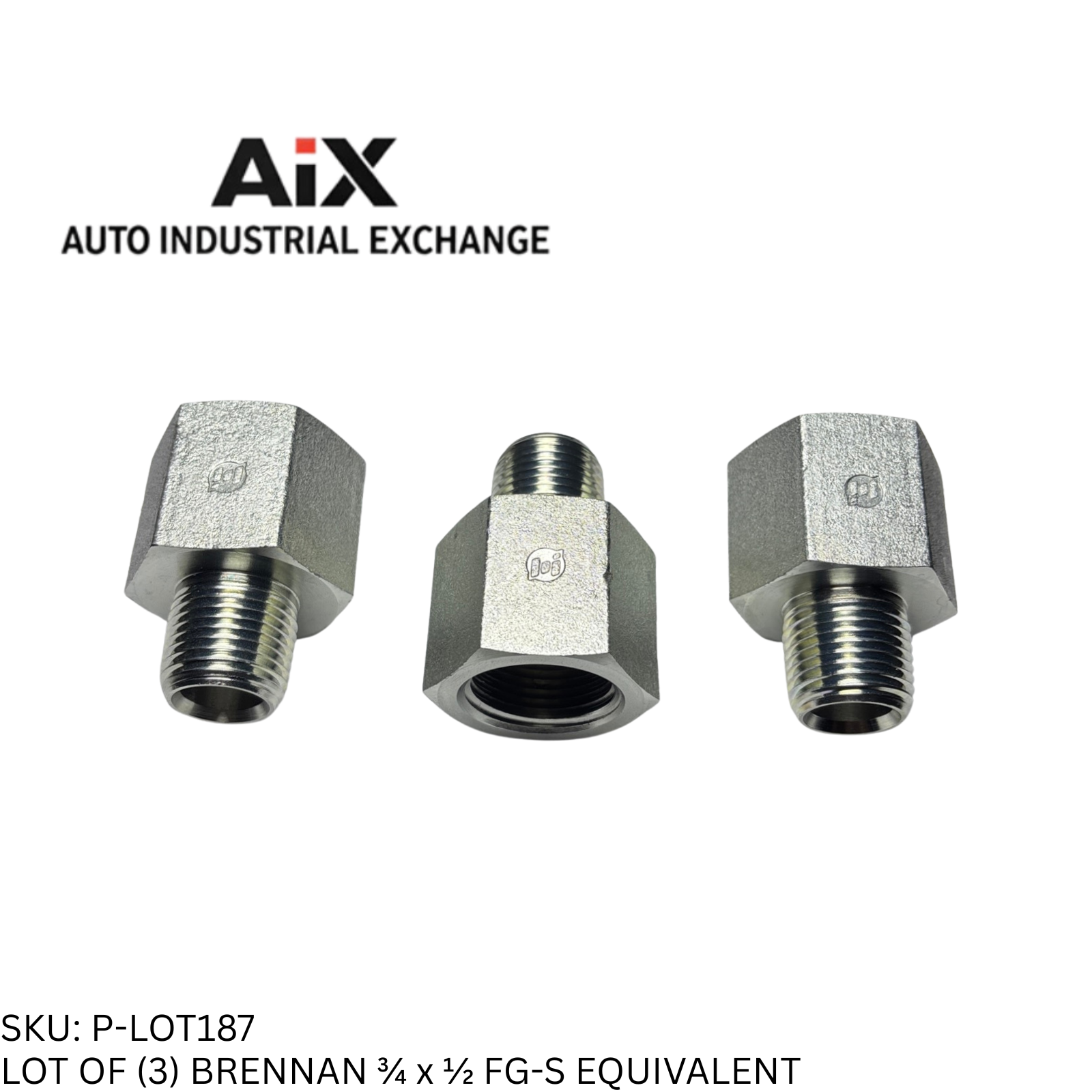 Lot of 3 Brennan 3/4 x 1/2 FG-S Pipe Fitting Female NPT/NPTF to Male NPT/NPTF