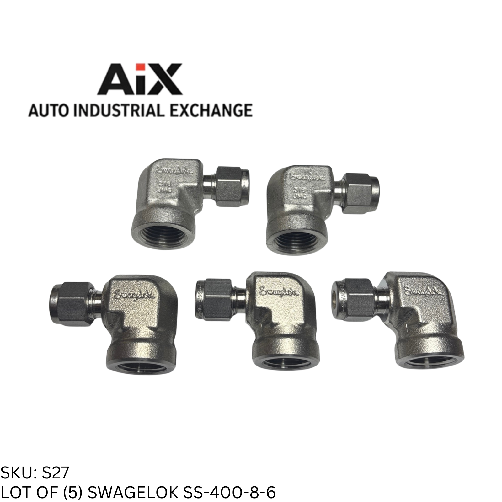 Lot of 5 Swagelok SS-400-8-6 Stainless Tube Fitting Female Elbow 1/4" x 3/8"