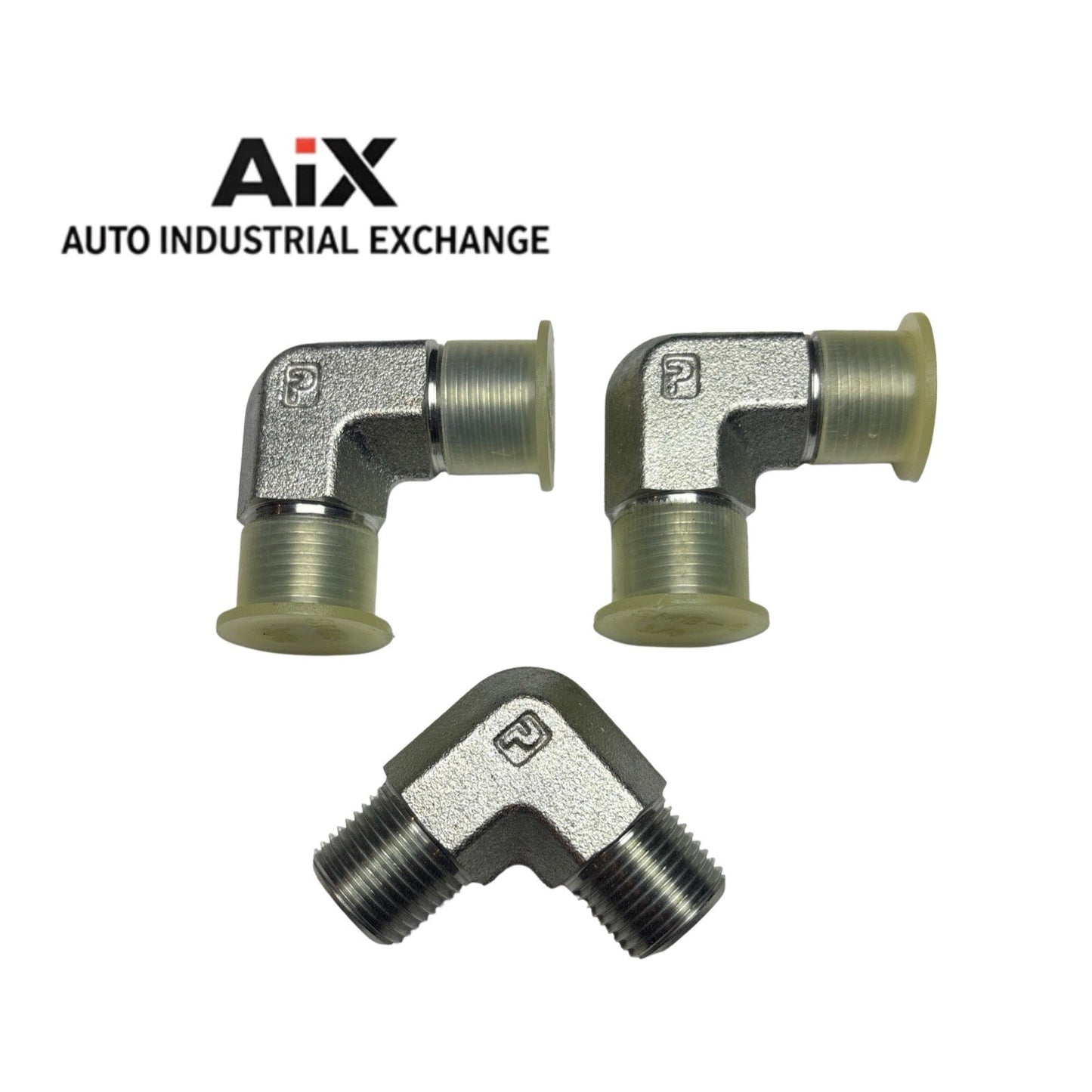 Lot of 3 Parker 3/8 CR-S Elbow Fittings NPTF Male x Male Steel 6000 PSI