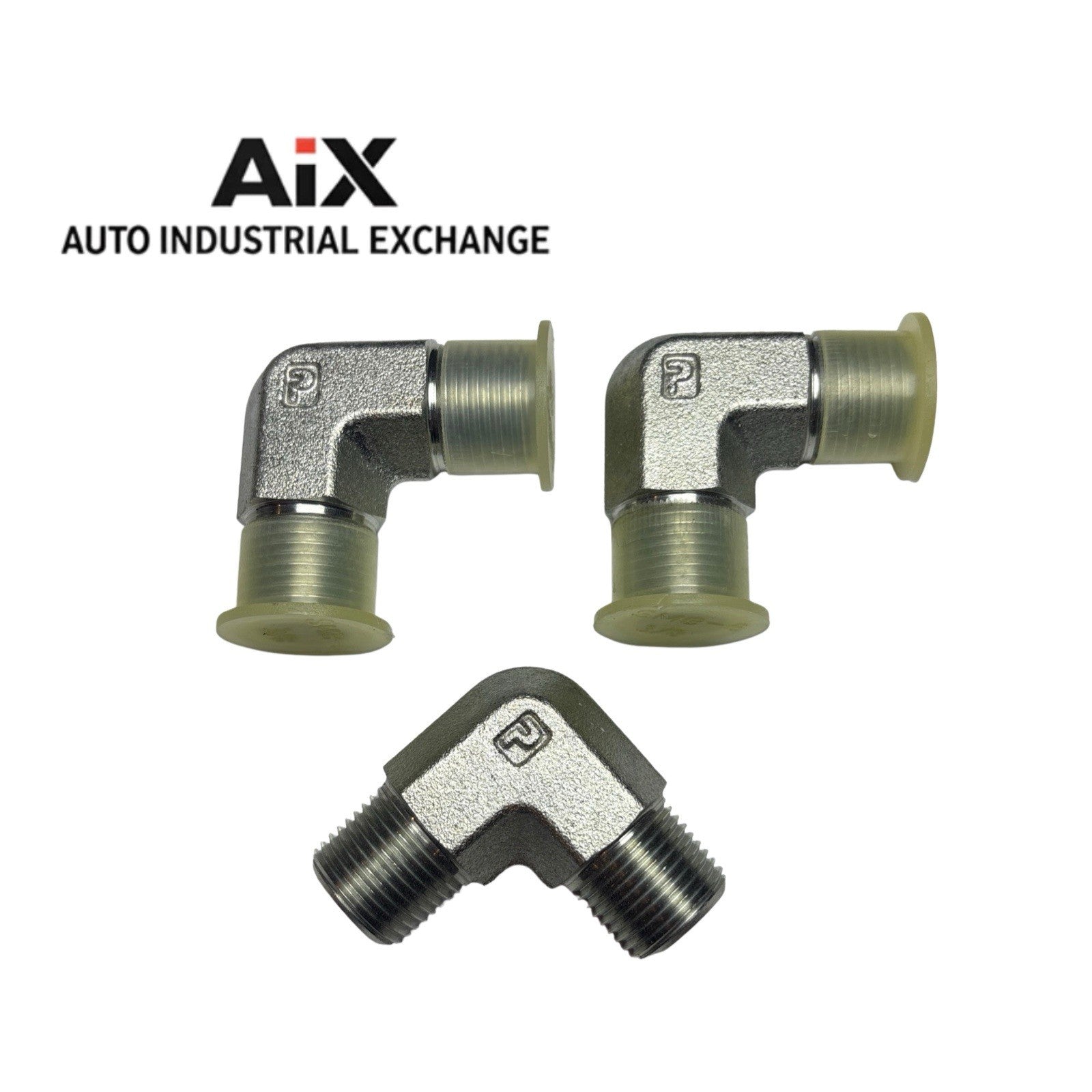 Lot of 3 Parker 3/8 CR-S Elbow Fittings NPTF Male x Male Steel 6000 PSI